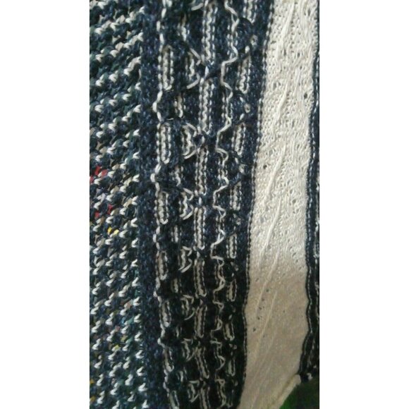 NIC+ZOE Navy Blue & White Contrast Pattern Oversized Sweater P2 Open Cardigan - Picture 6 of 7